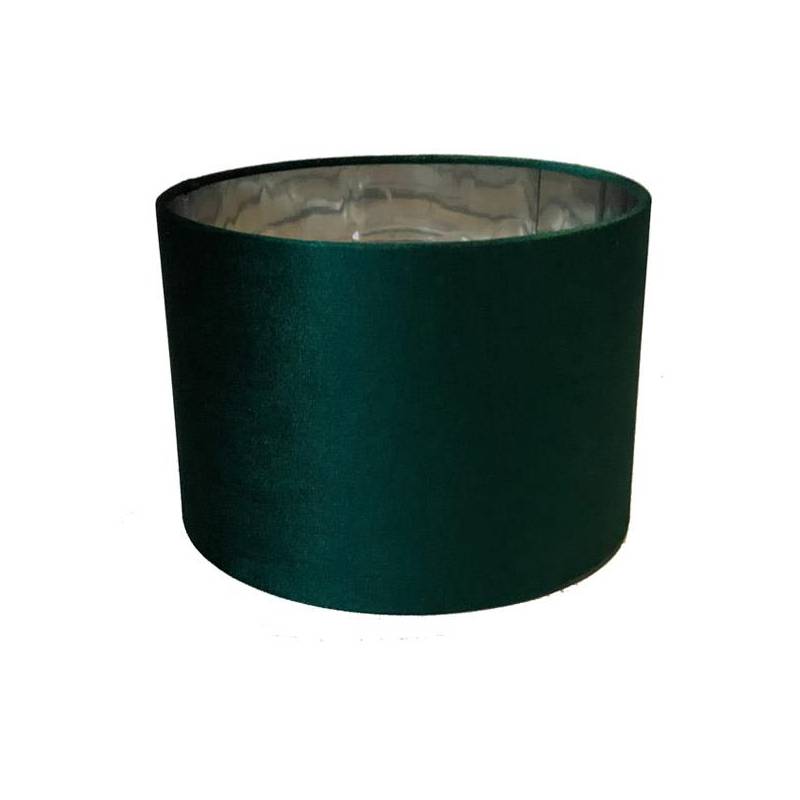 ABAŻUR CYLINDER W KOLORZE CIEMNO ZIELONYM ZE SREBRNYM ŚRODKIEM WYKONANY Z WELURU DO LAMP STOŁOWYCH Z SERII TL