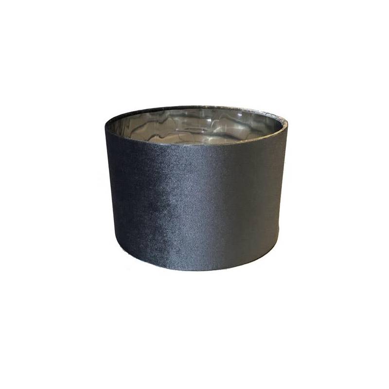ABAŻUR CYLINDER W KOLORZE SZARYM ZE SREBRNYM ŚRODKIEM WYKONANY Z WELURU DO LAMP STOŁOWYCH Z SERII TS