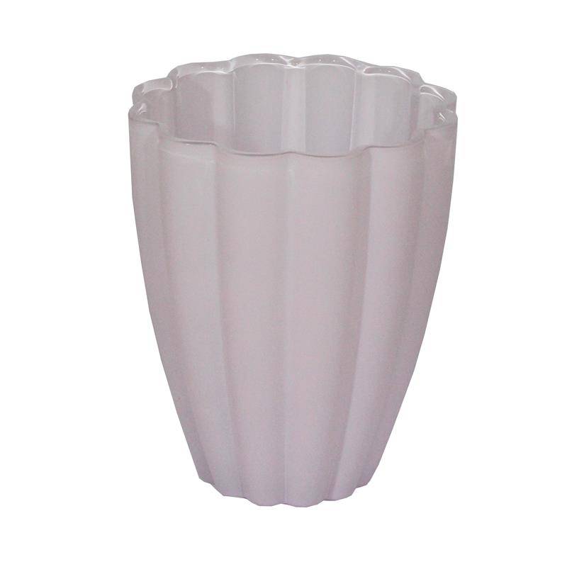 SZKLANY WAZON KWIATEK RÓŻOWY MATOWY MALOWANY OD ZEWNĄTRZ, H-17 CM, D-13 CM