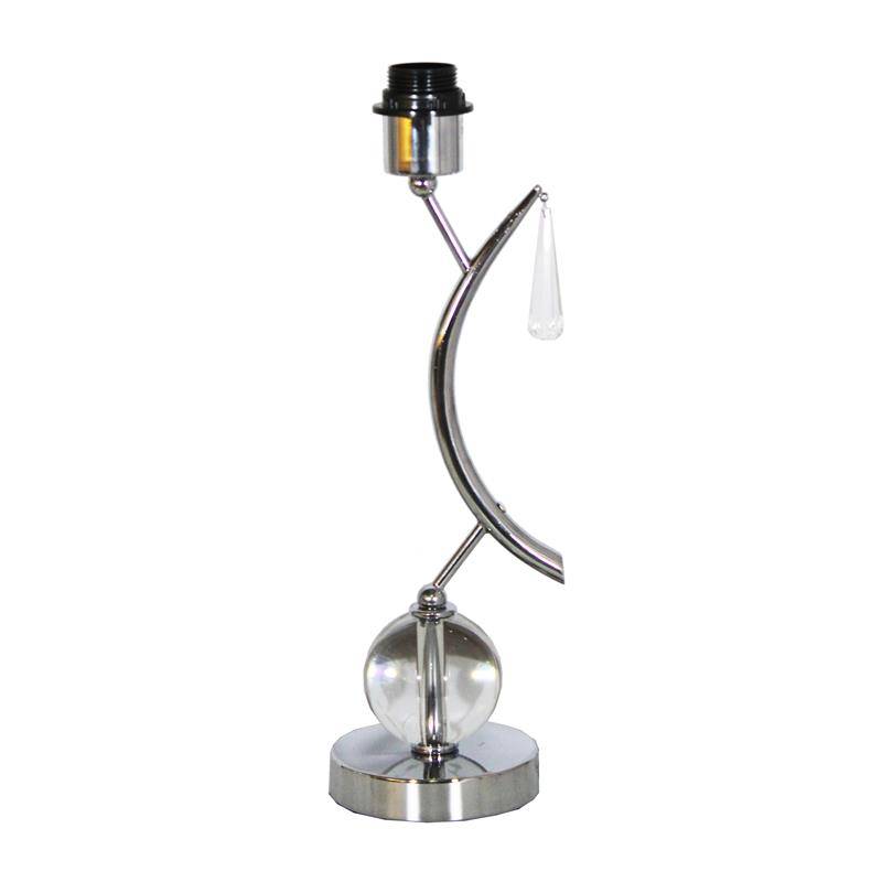 NOGA LAMPY STOŁOWEJ W KOLORZE SREBRNYM ZE SZKLANĄ KULĄ U PODSTAWY I Z ZAWIESZKĄ KRYSZTAŁOWĄ.  H = 42 CM