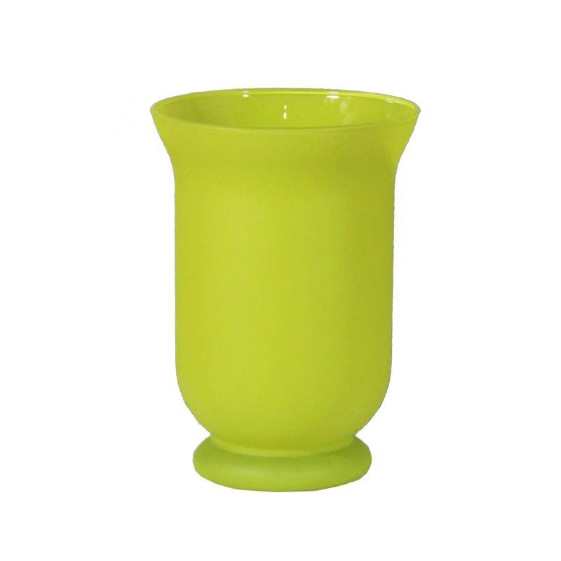 SZKLANY WAZON MITRAS ZIELONY MATOWY MALOWANY OD ZEWNĄTRZ,  H-19 CM, D-14 CM