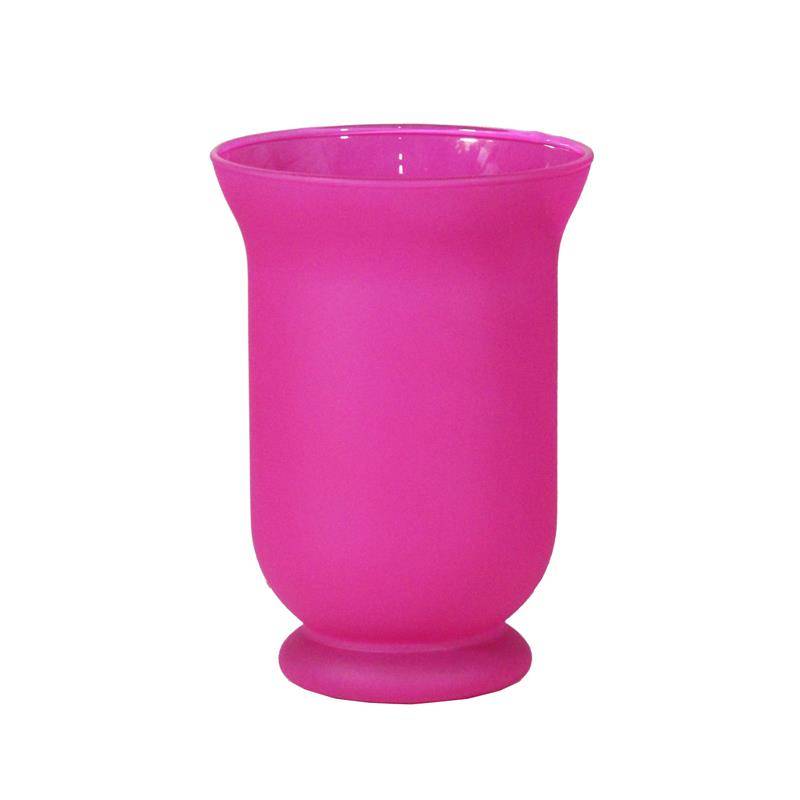 SZKLANY WAZON MITRAS PURPUROWY MATOWY MALOWANY OD ZEWNĄTRZ,  H-19 CM, D-14 CM